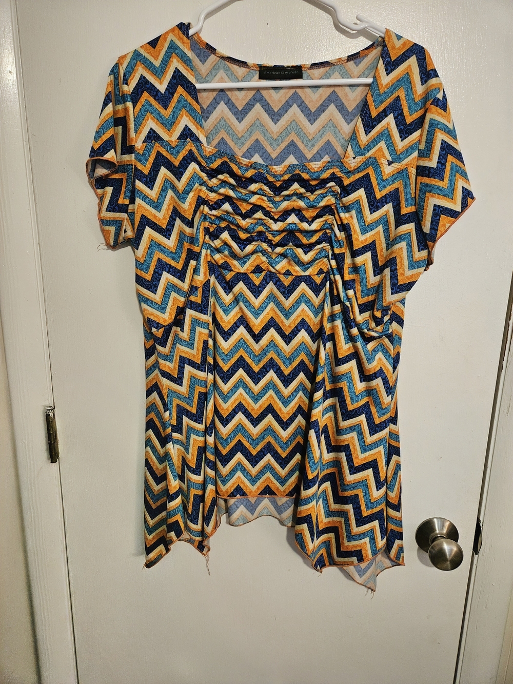 American City Wear Chevron Tunic in Blue and Yellow
